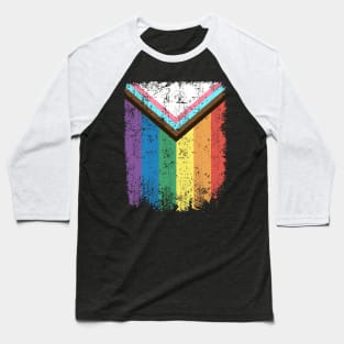 LGBTQIA+ Progress Pride Flag Ally Pride Month Baseball T-Shirt